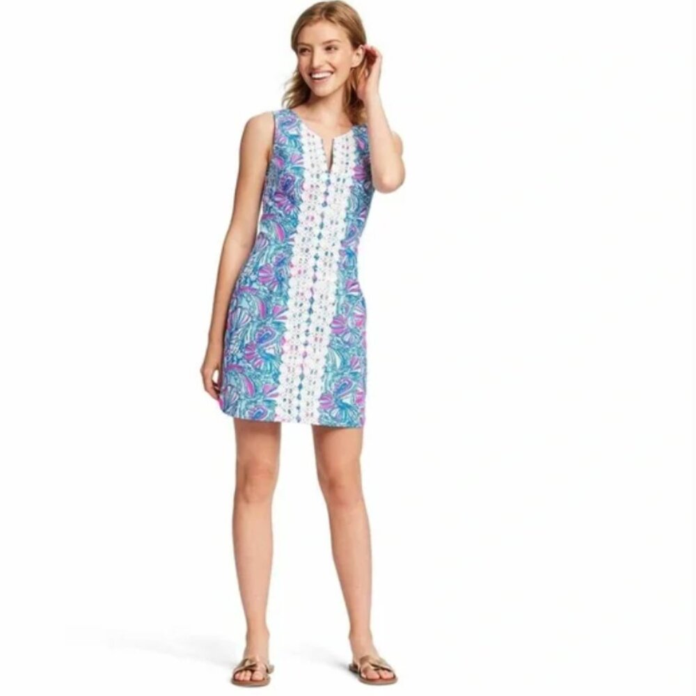 Lilly Pulitzer Jane Shift Dress NWT “My Fans Shell” Print Size 6 Preppy Resort M